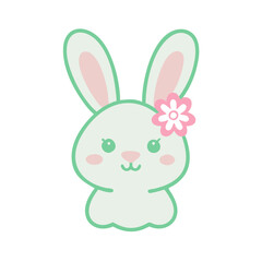 Obraz premium Cute bunny face with flower in hair in pastel colors