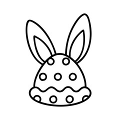 Easter egg with bunny ears in black outline icon style

