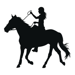 a horse lover girl ridding a horse vector silhouette