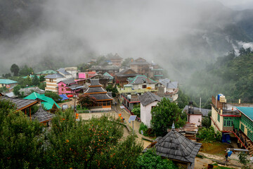 View of Mateura village in Jari nearly Kasol in Himachal Pradesh, India	