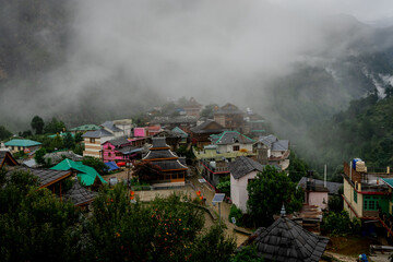 View of Mateura village in Jari nearly Kasol in Himachal Pradesh, India	