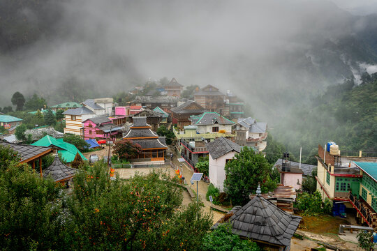 View of Mateura village in Jari nearly Kasol in Himachal Pradesh, India	