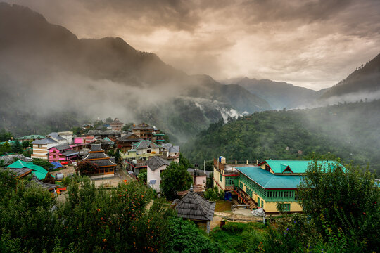View of Mateura village in Jari nearly Kasol in Himachal Pradesh, India	