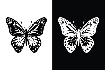 Butterfly Silhouette on White Background Vector Art Illustration on white background.