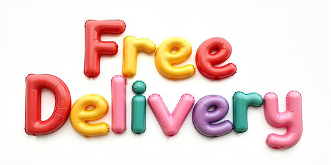 Fototapeta premium Colorful balloons forming the words Free Delivery