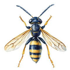 cute Wasp watercolor clipart illustration isolated