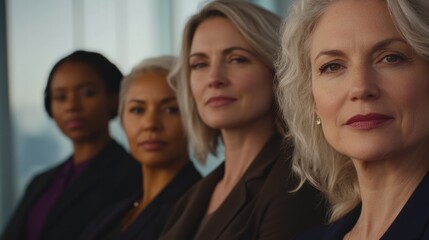 Fototapeta premium Professional women huddling, unity in a modern office, collaborative and supportive environment.