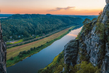 Bastei castle. The Bastei is a rock formation in Saxon Switzerland National Park, near Dresden, Germany