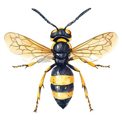 cute Wasp watercolor clipart illustration isolated