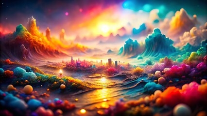 Obraz premium Surreal and Imaginative Background Wallpaper Representing Innovative Ideas with Abstract Forms and Vibrant Colors for Clear Text Space
