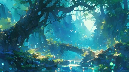 The air was filled with a soft soothing hum as the enchanted wave particles gently drifted through the forest bringing life and enchantment to the trees.