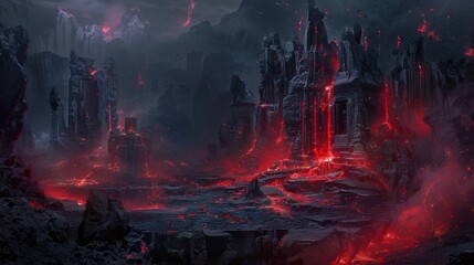 The fiery red glow of the lava embers contrasted sharply against the cool dark tones of the surrounding hardened rock.