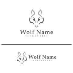 Wolf logo vector illustration. Wolf Head logo design concept template