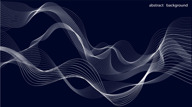 This image showcases flowing abstract lines creating a dynamic wave effect on a dark background. It embodies the concept of fluidity and movement. Vector illustration