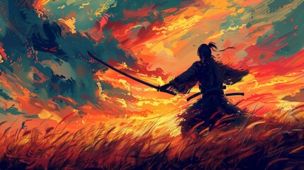 Obraz premium Warrior of the Sunset: A Journey Through Nature