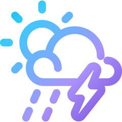 Obraz premium Weather symbol showing sun and rain with a lightning bolt, representing a mixed weather condition typically occurring in spring