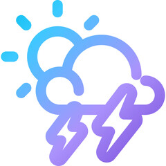 Cloudy weather symbol with sun and rain illustrating a stormy day