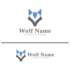 Obraz premium Wolf logo vector illustration. Wolf Head logo design concept template