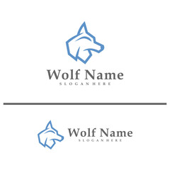 Obraz premium Wolf logo vector illustration. Wolf Head logo design concept template
