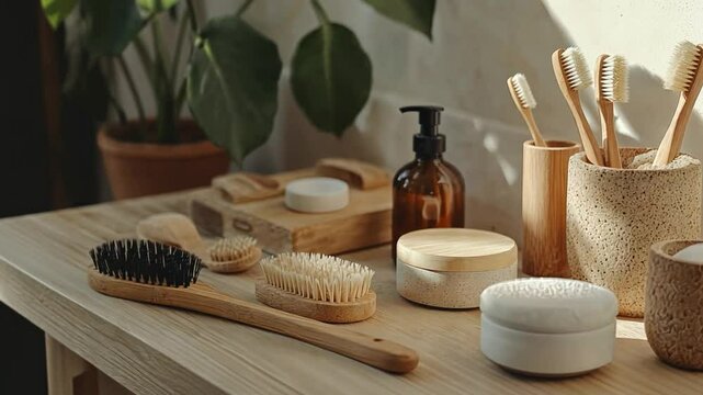 Zero-waste minimalism portrayed through simple living with minimal clutter and sustainable home products.