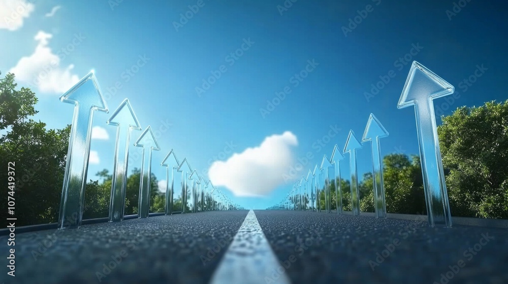 Poster A road with a series of arrows pointing in different directions