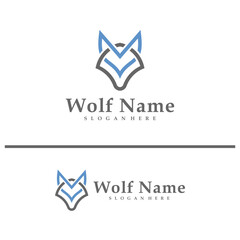 Wolf logo vector illustration. Wolf Head logo design concept template