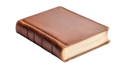 Obraz premium A leather bound book with a gold embossed spine. transparent background