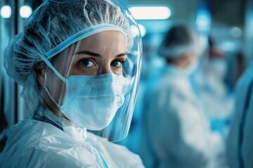 Healthcare Worker in Protective Gear in Clinical Setting