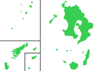 少しゆるい鹿児島県地図 フチなし 九州地方