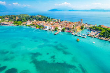 Rocca Scaligera Castle in Sirmione Lake Garda, Italy. Lago di garda