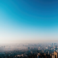 Fototapeta premium City skyline under a clear blue sky.