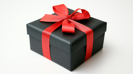 Obraz premium Black Gift Boxes with Red Ribbon for Black Friday Sales and Holiday Gift Ideas