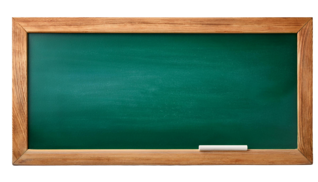 A classic wooden-framed chalkboard ready for teaching and learning. transparent