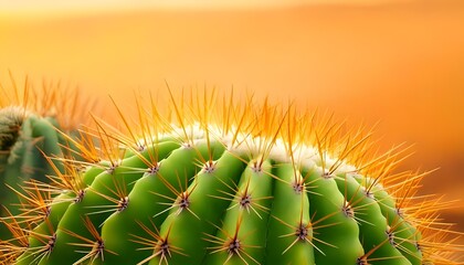 Fototapeta premium Extreme close-up of cactus spines, vivid textures, desert background, 3D illustration.