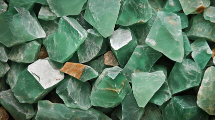 Rough Green Aventurine Stones Close-Up Texture for Healing and Decoration