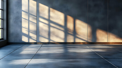 Fototapeta premium Empty Room with Window Light and Tiled Floor 3D Illustration