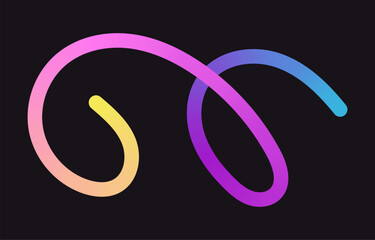Fototapeta premium Neon Color Gradient squiggle lines. Scribble stripe with wavy elements. Abstract organic dynamic colorful Shapes on dark background.