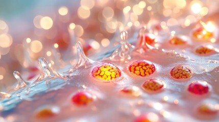 Macro view of skin disorder with tingling blisters, inflamed areas showcasing discomfort and irritation, detailed medical concept