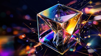 geometric 3D isometric design of a futuristic cube