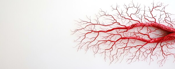 Abstract red blood vessels on a white isolated background.