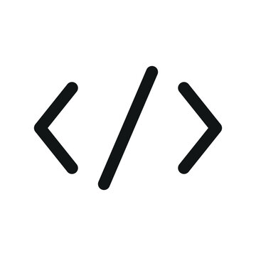 Code UI icon, coding simple line user interface vector symbol
