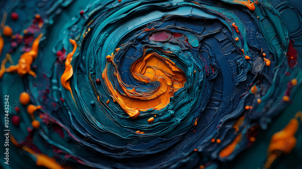 Aufkleber vibrant abstract spiral with layers of colorful paint, showcasing dynamic textures and rich hues. sw