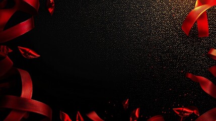 Powerful World AIDS Day Banner Design Featuring Red Ribbon Symbol on Dark Textured Background   Raising Awareness Promoting Prevention and Supporting the Fight Against HIVAIDS