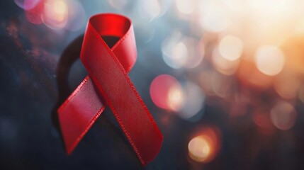 Red Ribbon Symbolizing World AIDS Day Campaign for Health Awareness and Early Diagnosis  The image represents the ongoing fight against HIVAIDS promoting education testing treatment