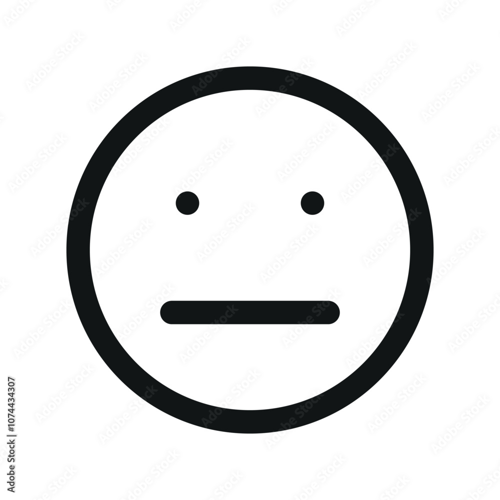 Poster neutral review ui icon, neutral face simple line user interface vector symbol