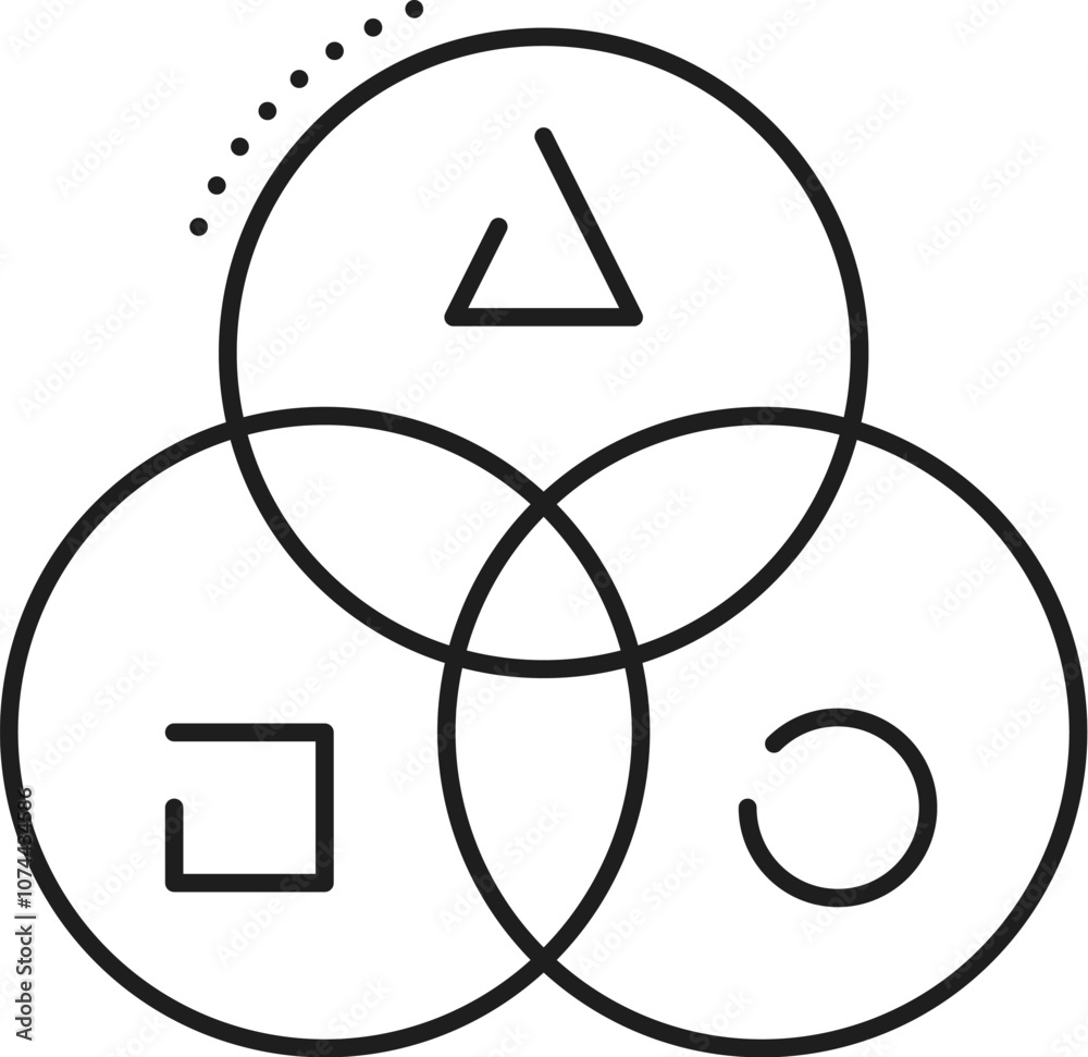 Leinwandbilder finance data analytics, venn diagram line icon. company strategy performance infographics outline, b