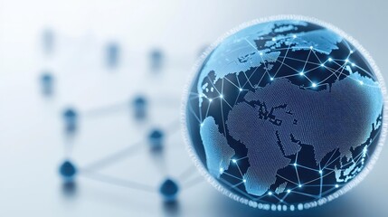 Globe with digital connections, perfect for global network themes.