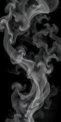 Fototapeta premium Abstract gray smoke swirls on a black watercolor background, artistic, background