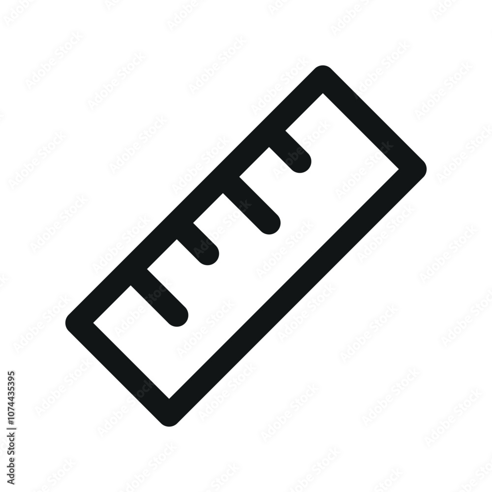 Poster straightedge ui icon, straight ruler simple line user interface vector symbol