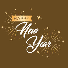 Happy New Year Logo Abstract hand drawn creative calligraphy vector design for greeting cards